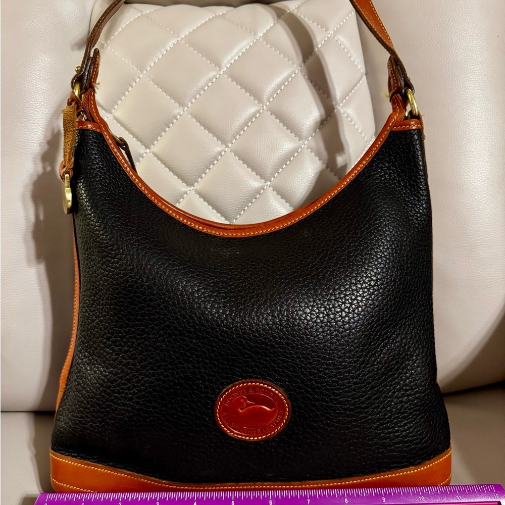 Dooney & Bourke Black and Brown Pebbled Leather Shoulder Bag